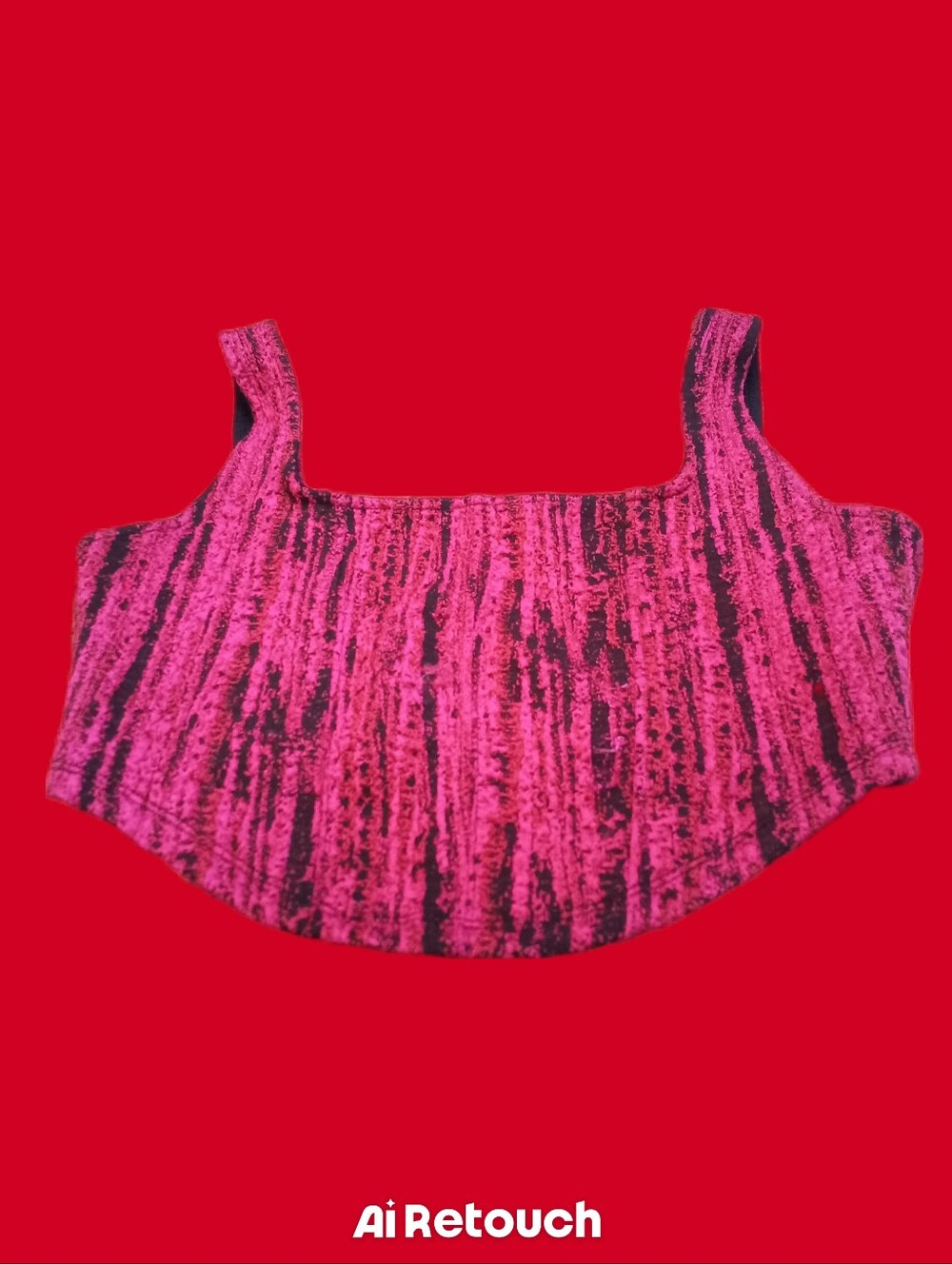 Women’s Pink Patterned Tweed Cropped Tank Top